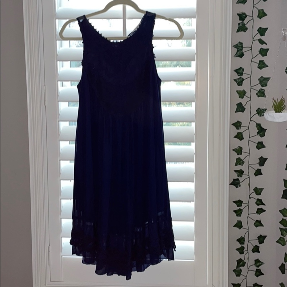 blue dress with lace